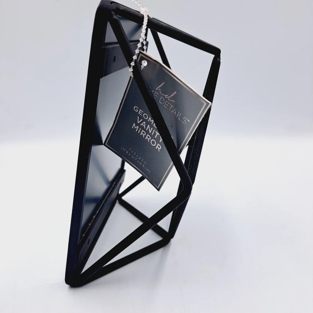 Sleek & Modern Black Geometric Freestanding Mirror